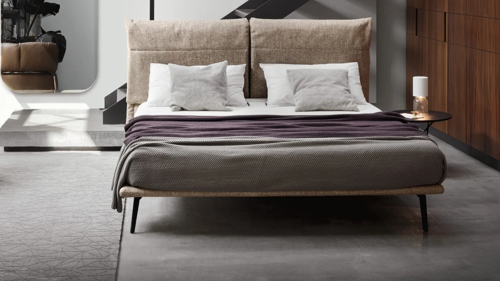 Letto in tessuto con testiera Landa di Calligaris