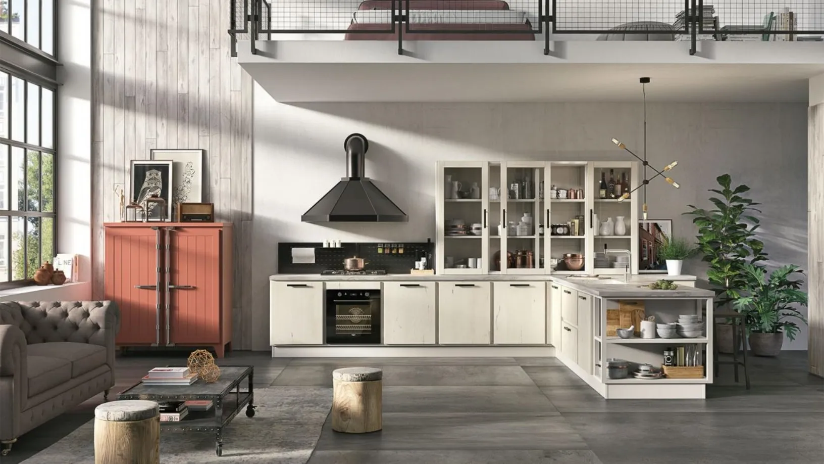 Cucina Shabby Chic con penisola Provenza 10 di Lube